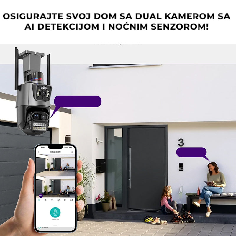 Sigurnosna Dual kamera za video nadzor sa AI detekcijom i noćnim senzorom